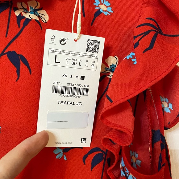 NWT Zara cute red blouse size L - Picture 3 of 7